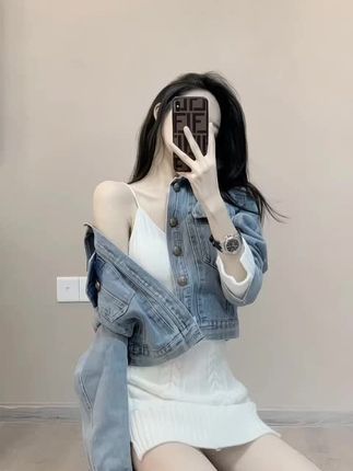 #牛仔外套穿搭 #针织连衣裙
