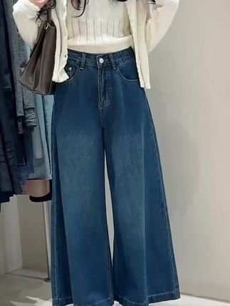 #阔腿裤女 #直筒裤女 #牛仔裤搭配 #宽松显瘦