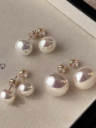 馒头粉光珠珠耳钉女法式轻奢耳环高级感小众设计耳饰#高级感设计耳饰 #合金仿珍珠耳环  #珍珠耳饰  #耳钉控 #耳饰