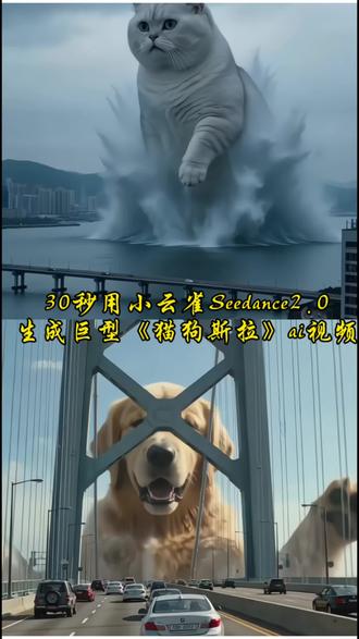 20s用即梦Seedance2.0生成《巨型猫斯拉》ai视频教程来啦 #由小云雀seedance2.0制作 #小云雀AI #小云雀爆款马上成片 #小云雀seedance#用小云雀Agent短剧一键直出