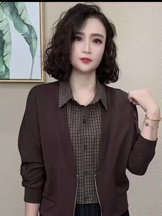2025秋季新款时尚假两件衬衫领设计感休闲细致百搭长袖上衣#0947