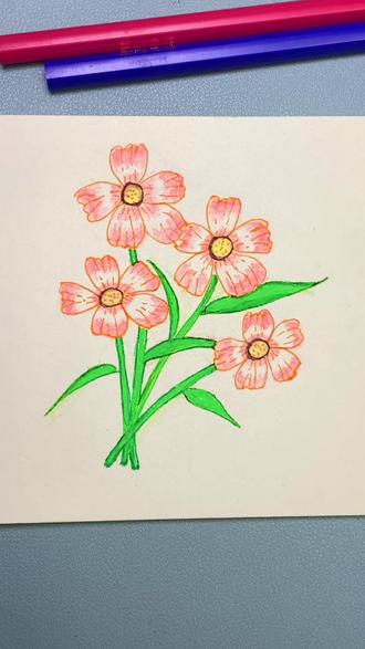 #又简单又好看的画 #创作者中心 #创作灵感 这样画花简单又好看#彩铅画