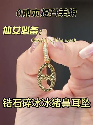 铜合金合成锆石耳饰 镀K金碎冰冰猪鼻新爆款高级感高端耳钉女#精美耳饰 #碎冰冰耳钉 #耳扣 #猪鼻子耳环 #耳坠
