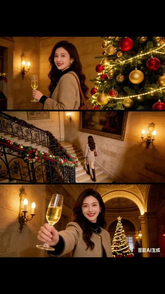 圣诞三宫格写真ai口令制作教程来啦#圣诞节写真#圣诞节照片#圣诞三宫格写真 #豆包ai#豆包P图已经nextlevel了