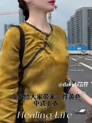 新中式复古圆领斜襟盘扣小衫2025年秋季新款中国风小众轻奢上衣女#宋都御河 #赏花胜地 #杏山杏花节 #沙漠月牙泉旅游攻略