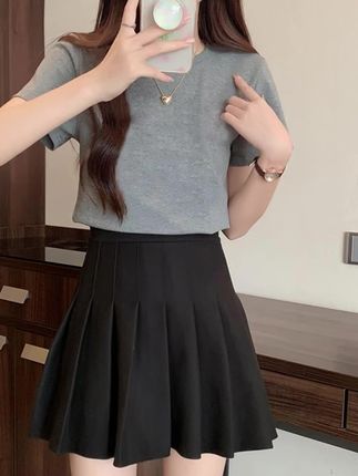 美式正肩短袖t恤女夏季2025新款欧货洋气高腰显瘦上衣女短款半袖#百搭t恤 #百搭上衣 #基础款 #t恤穿搭 #正肩T恤