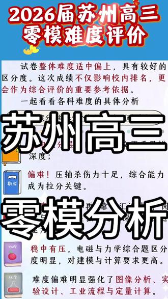 2026苏州高三调研(零模)难度评价!#苏州高三零模#昆山家长#昆山教育#昆山同城#昆山四星高中