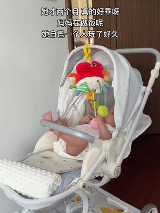 每次吃饭 放他自己在那玩 真的好乖#婴儿车摇铃 #小螃蟹玩具 #带娃好物 #解放双手 #早教玩具