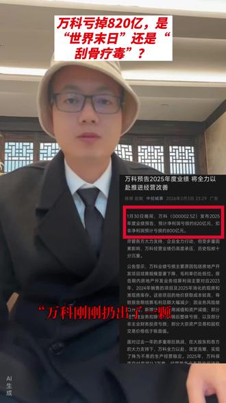 万科亏掉820亿,是“世界末日”还是“刮骨疗毒”?#万科亏损#房地产 #房子到底能不能买 #房产知识 #房价