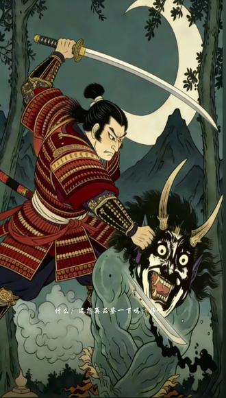 《石田枪兵卫斩般若传记》
时当战国乱世,天下板荡,烽烟四起。江户川之伊吹榊,有大鬼名般若,尤著者曰“大只般若”。此鬼乃战塚游魂所化,青面獠牙,发如蓬草,双角峥嵘,狰狞可怖。每于夜阑,伺迷途醉客,生啖其脏腑,乡民苦之,屡诉于领主。领主遣兵围剿,皆有去无回;名武士往斩,亦杳无音信,如是者二年。
有外乡武士石田枪兵卫,年二十五,初至其地,口音殊异,乡人戏呼“跑舌头枪兵卫”。一日,与乡老语,见其垂泪,问之,乃知其子年与枪兵卫相若,往邻镇鬻烟,归途为鬼所噬。枪兵卫闻之,遍访乡邻,悉知其事,遂自请除妖。乡老苦劝:“妖物凶暴,前人均殁,君莫逞勇自戕。”枪兵卫笑曰:“必除此獠,以安一方。”
有老僧感其义,引至寺中,取无名妖刀授之。此刀昔为将军所佩,将军战殁,刀归其麾下,每夜则赤光迸射,腥气逼人,故奉于寺中,冀超度亡魂。又赠七星甲,以御邪祟。枪兵卫佩此刀与己之佩刀,独往伊吹榊。
途遇老妪,巫服,知其除妖,授福袋一枚。既至山中,枪兵卫伪为醉浪人,憩于树下。俄而阴云蔽月,寒雾四合,雾中双睛荧荧,眈眈相向。枪兵卫亟登树窥伺,见大只般若至,双目凶光迸射,口吐瘴气,腥秽扑鼻。待其近前,枪兵卫跃下,举刀欲斩其颈,不料鬼猝转,刀中其肩。然鬼无血,唯黑烟自创处涌出,遂暴怒,横身一震,竟崩断枪兵卫之佩刀。
枪兵卫急掣无名妖刀,与鬼酣斗。方是时,福袋忽放光,白光缠刀,妖刀猩红尽敛,白芒陡盛。枪兵卫觉神力沛然,遂掣鬼之发,奋刀斩其首,鬼乃殪。
三日后,枪兵卫归,提鬼首,佩妖刀,欲报乡老,而乡人皆不识。领主嘉其功,命还刀于寺。僧众见刀,皆惊,曰:“此刀前已失,何得在君手?”问及老僧,亦无人识。枪兵卫大惑,忽有人指其颈上福袋,上绘三神,视之,乃乡老、老僧、老妪也。
盖枪兵卫斩妖,实神明暗佑。后妖刀复奉于寺,不复名“无名妖刀”,号曰“大只切の血染云”,其事遂传于后世。#大只切#大只斩#浮世绘#般若#大只般若 #大只斩