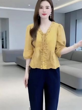 A法试休闲宽松中袖上衣#时尚气质穿搭 #谁穿谁漂亮