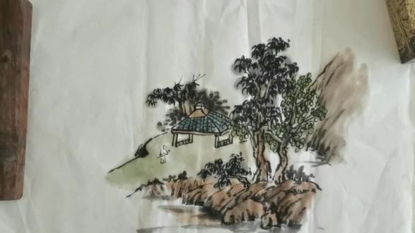 国画教程,路亭画法 凡是在山坡前或岸上画路边亭子的,
亭子的四周一定要用树影遮掩,不能把亭柱全部露出来,
要把亭子的样式画得低矮一些,这样才显得古朴。#国画 #山水画 #国画教程 #跟着抖音学画画 #传统文化