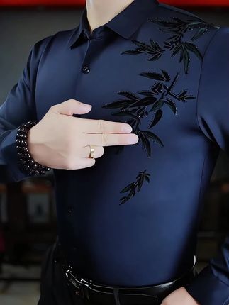 啄木鸟高档加绒加厚长袖衬衫男冬季新款潮流印花弹力防寒保暖衬衣#舒适透气又凉快 #舒适百搭 #休闲套装两件套 #保暖又好看 #保暖内衣