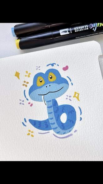 一起来画小蛇盖瑞吧~ #丙烯马克笔绘画 #绘画教程#简笔画 #画画其实很简单 #疯狂动物城画