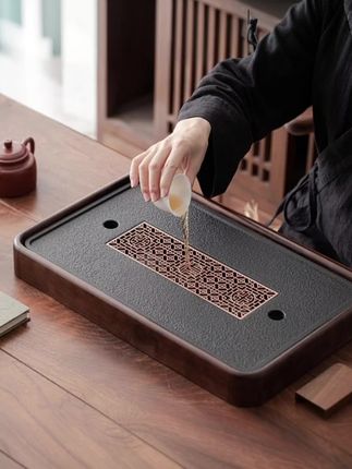 茶盘家用小型仿乌金石茶,客厅茶具茶托盘陶瓷功夫茶台#茶盘#茶具#茶托盘