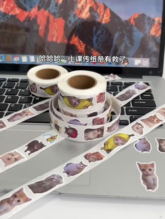 哈哈哈 这下传纸条有得贴了 #表情包#贴纸#猫meme#手帐#卷卷贴