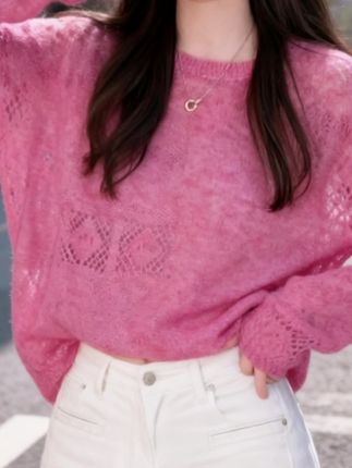 氛围感镂空圆领毛衣女2025新款秋冬温柔显长袖针织衫#穿搭 #穿搭分享 #每日分享 #针织衫 #谁穿谁好看