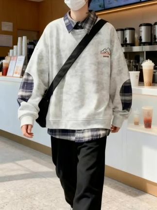 POLO领卫衣男生假两件高级感学院风上衣春秋款美式重磅潮牌痞帅#好物推荐🔥 #新品上新 #男装搭配