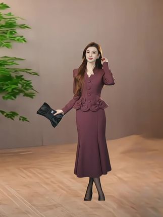 #鱼尾半身裙两件套#优雅气质 #高端大气 #气质女神 #两件套