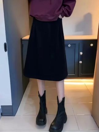 显瘦半身裙女秋季150梨形身材遮肉显瘦休闲百搭中长款温婉风A字裙】#面料柔软舒适#洋气减龄 #多色选择满足你的需求 #时尚百搭