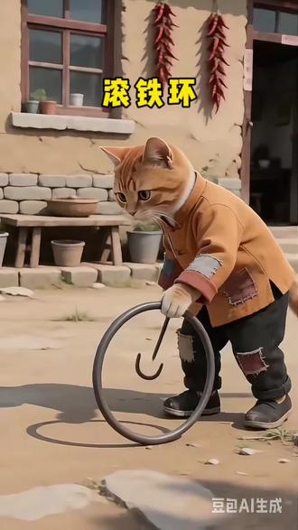 #Ai制作 #小橘猫的快乐时光 #怀旧动画片 #小橘猫日常 80年代的童年,没啥洋气玩具,铁钩配铁环,就是咱的顶配,土路上咕噜噜,满村子撒欢