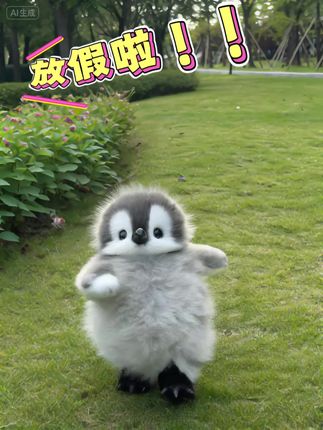 YOMee小企鹅:放假啦‼️快粗去丸啦~开心起飞…姨姨,小企鹅宝宝给你提前放假啦… #国庆假期 #放假啦 #也太可爱了吧 #呆萌可爱 #yomeedoll企鹅