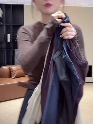 新款秋冬显瘦半领厚款打底上衣长袖