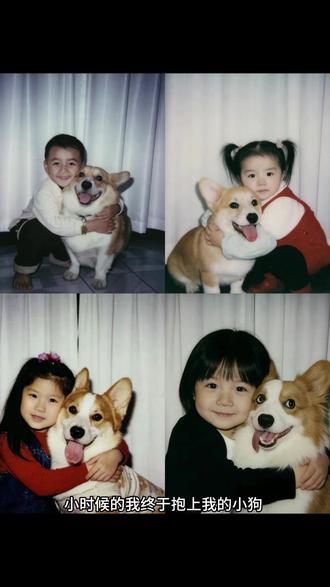 小狗跟自己小时候合照制作教程来啦 让完成我的一段遗憾吧#剪映图片设计 #小狗 #宠物合照 狗狗合照ai指令豆包#狗狗 #也太可爱了吧