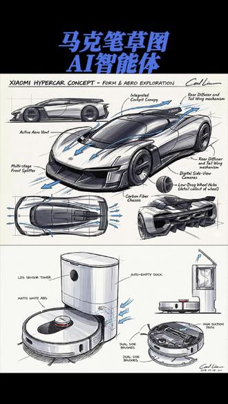 刘传凯马克笔风格智能体,一键生成大师级工业设计马克笔草图#工业设计手绘 #草图 #AI工业设计 #AI辅助设计 #AI智能体