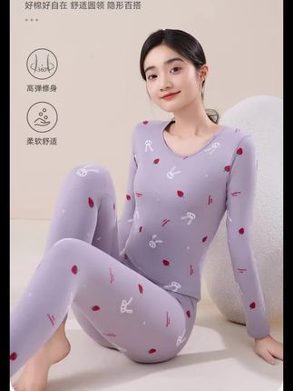 秋冬纯棉莱卡秋衣秋裤棉毛衫少女薄款保暖 内衣学生套装女#秋衣秋裤 #保暖又好看 #保暖内衣 #好穿又好搭