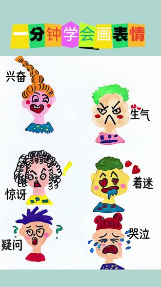 一分钟学会画表情。 人物表情可以如此简单,赶快学起来。#日常瞎画 #灵魂画手 #手绘教程