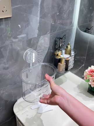 #强烈推荐#吸盘置物架#洗脸巾收纳盒 蝴蝶吸盘洗脸巾挂篮置物架壁挂式免打孔卫生间收纳架#实用好物@DOU+小助手