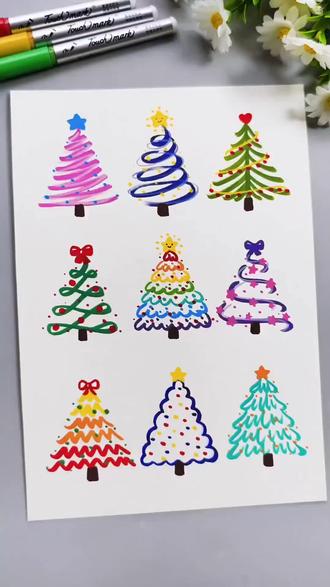 学修画圣诞树一学就会,一学一个不吱声