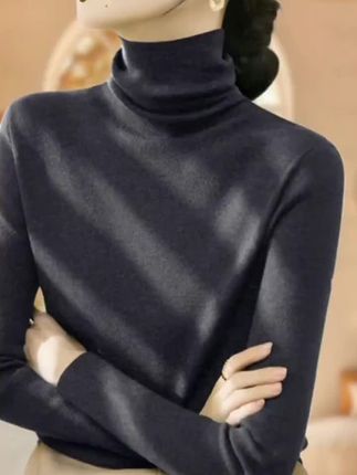 高级灰堆堆领大衣外套内搭打底上衣长袖针织衫女装秋冬季新款毛衣#时尚穿搭 #针织衫#打底衫#毛衣#面料柔软舒适
