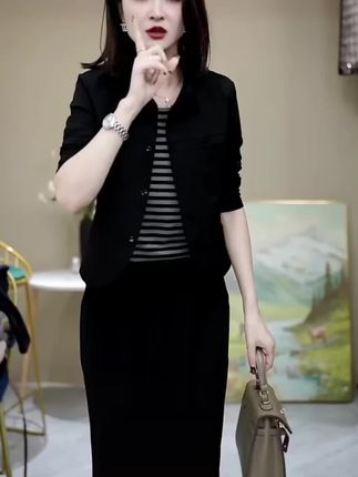 2025秋季时尚洋气新款简约纯色翻领套头假两件百搭上衣P2539