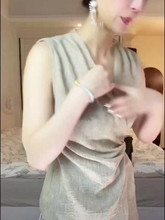 【两件套】轻熟风无袖上衣高腰阔腿长裤高级感时尚气质套装夏D1919