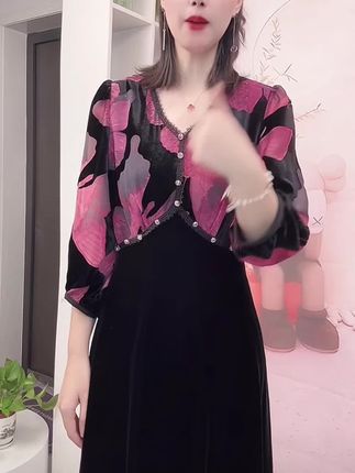 新款长裙时尚女装收腰过膝洋气拼接假两件#减龄气质 #时尚穿搭 #谁穿谁好看 #女人味穿搭 #新款连衣裙
