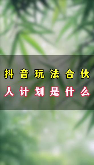 抖音玩法合伙人计划是什么