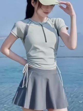 新款游泳衣女款成人分体高腰裙式保守遮肚显瘦胖妹妹大码遮肉泳装。#游泳衣#遮肉显瘦#大码女装#保守泳衣 #好身材好气质
