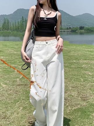 白色莱赛尔天丝阔腿牛仔裤女夏季2025薄款高腰显瘦宽松垂感直筒裤#显高显瘦显腿长 #阔腿牛仔裤 #简约穿搭 #夏季穿搭 #价格实惠质量好