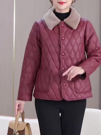 中老年妈妈装短款轻薄小棉袄时尚百搭棉服