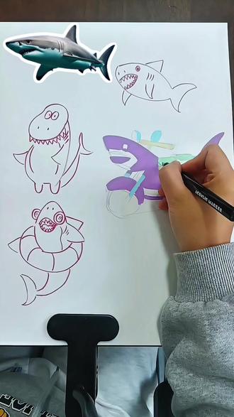如何教孩子画鲨鱼#绘画教程#零基础学画人#家长收藏孩子受益#家长必看#美术老师
