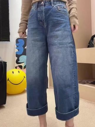 艾塔莉早秋高腰秋季牛仔裤九分裤宽松阔腿裤直筒裤百搭修身老爹裤#牛仔裤 #直筒裤 #阔腿裤 #老爹裤 #百搭裤子