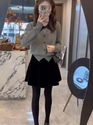 #针织开衫 #半身裙 #女装
