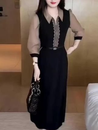 假两件中长款长袖连衣裙女#秋季新款#优雅气质#静奢风#收腰显瘦#谁穿谁好看