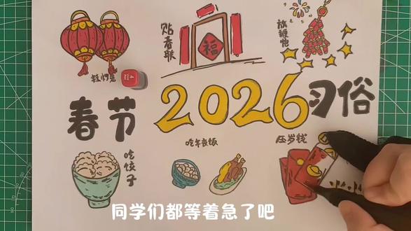 2026马年春节习俗手抄报,春节绘画,绘画教程,小学生手抄报。#春节习俗手抄报 #春节习俗绘画 #给毛孩子画张年画 #跟着抖音学画画 #小学生手抄报
