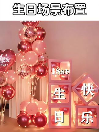 生日装饰派对趴体场景布置快乐气球惊喜男生女孩男孩儿童背景墙品#生日场景布置 #生日派对布置 #生日快乐
