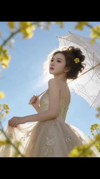 油菜花的视角是否可以有你,你们要的油菜花视角写真照教程来啦!#爱拍照爱生活 #创作者中心 #创作灵感 #豆包ai #豆包出大片有两把刷子