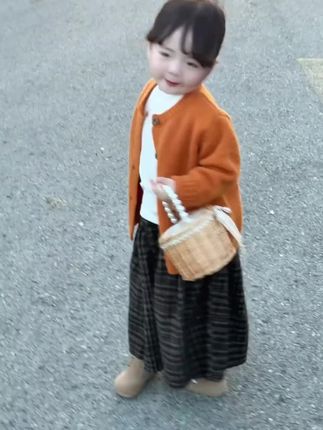 【奶芙家】巨显白!女童韩系秋季开衫毛衣外套格子阔腿裤洋气两件套