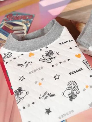 儿童100%全棉加厚秋衣秋裤套装,男童女童a类纯棉保暖内衣,小孩子三层夹棉打底衫宝宝棉毛衫,小学生秋冬内穿校服神器